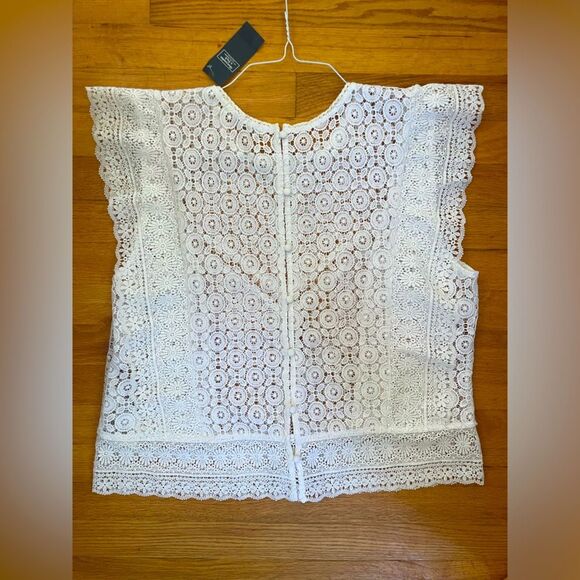 Abercrombie & Fitch Blouse Womens White Lace Sleeveless Top Size Xlarge NWT - Picture 1 of 8